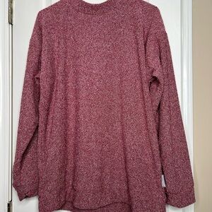 Woolly Threads Cozy Mock Neck Pullover - Maroon Marled - Size M Made in the USA